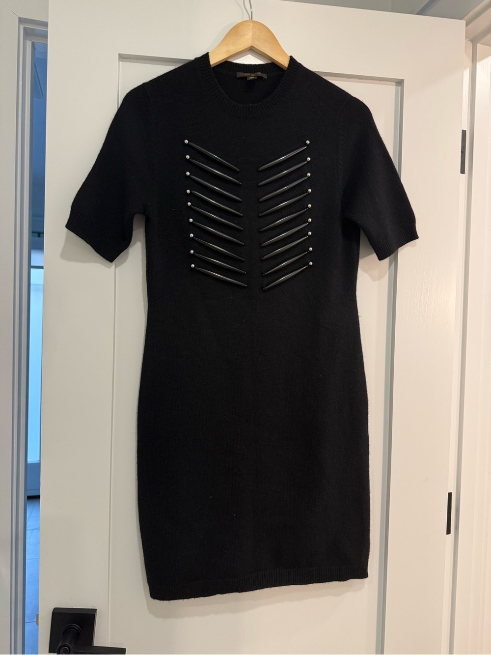 Authentic Louis Vuitton Black Short-Sleeve cashmere dress